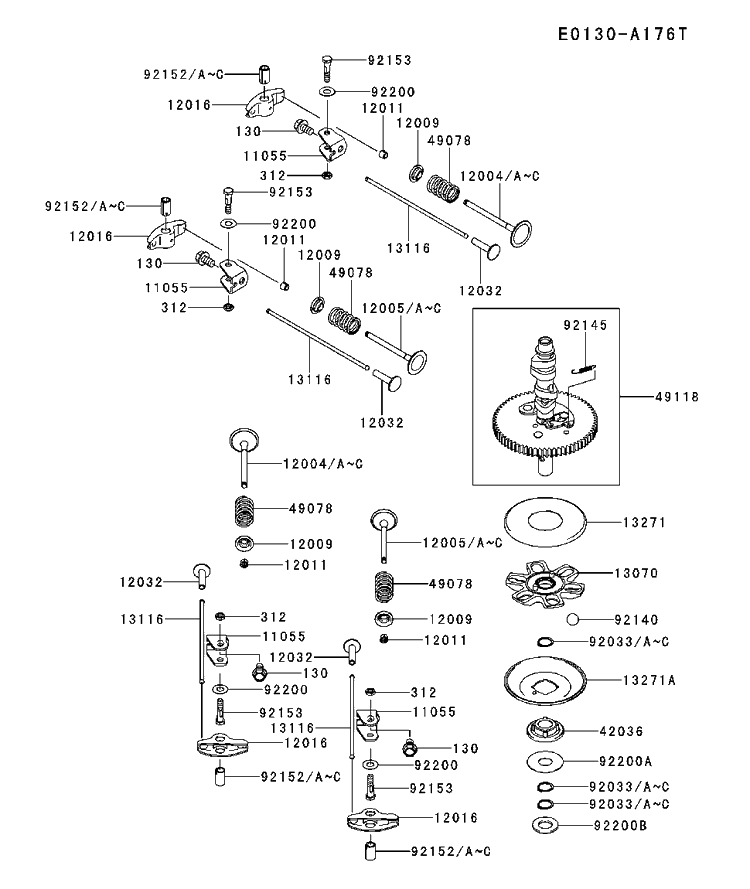 Valve And Camshaft Diagram and Parts List for FR691V-DS15 2017-09 Husqvarna Engine