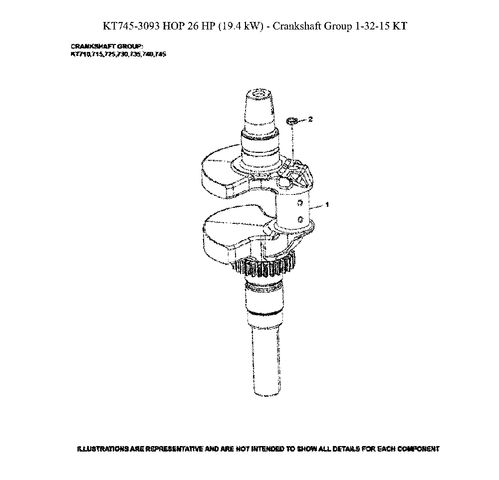 Crankshaft Diagram and Parts List for TS354X-96043029500  Husqvarna Lawn Tractor