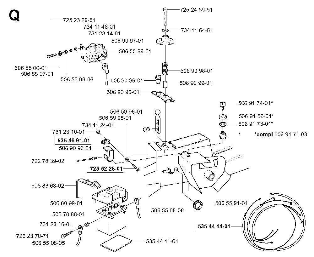 Electrical Diagram and Parts List for RIDER13BIOCLIP (953520901)(2003-11) Husqvarna Lawn Tractor