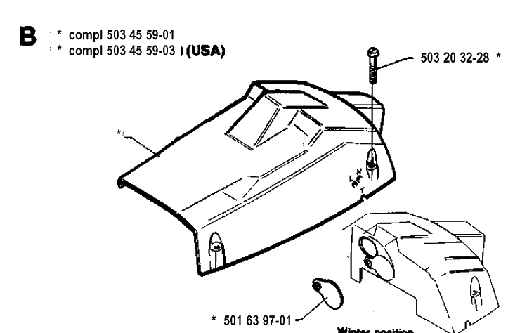 Cover Diagram and Parts List for 242 19941400001-19981800000 Husqvarna Chainsaw