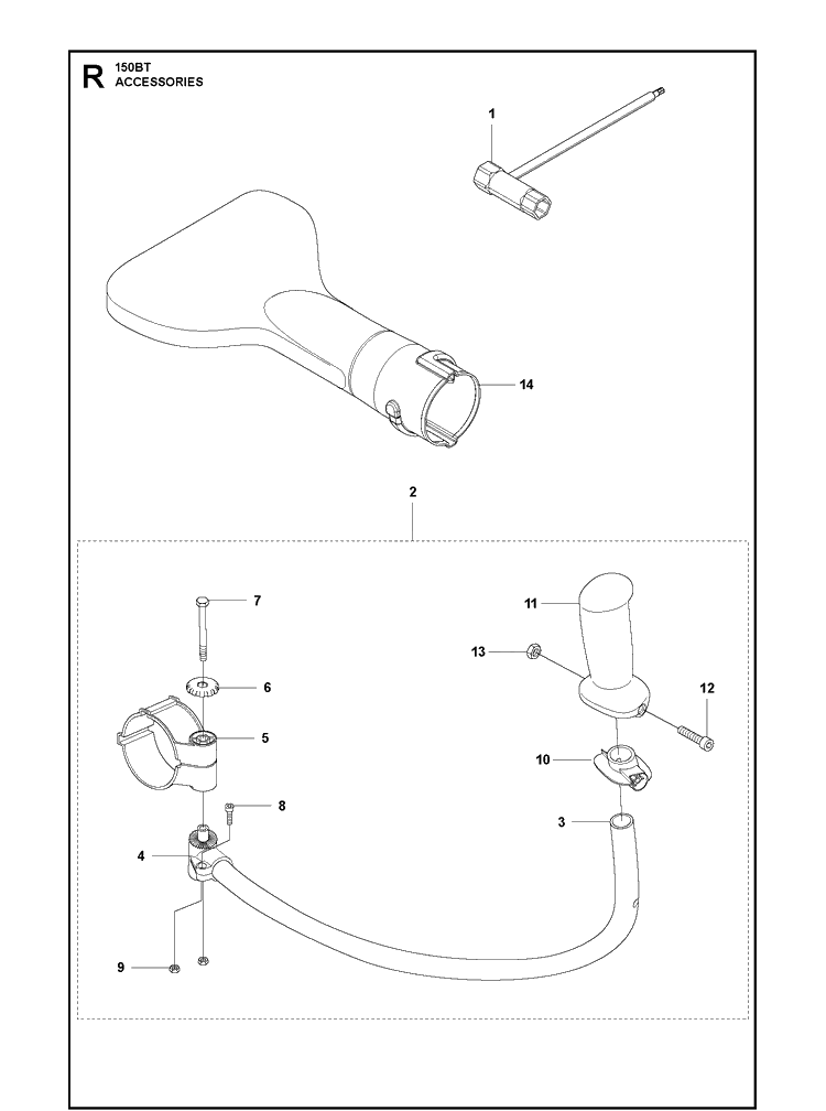 Accessories Diagram and Parts List for 150BT  Husqvarna Leaf Blower / Vacuum
