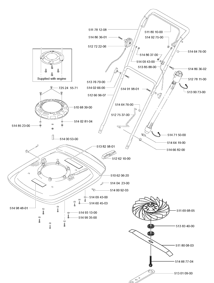 Product Complete 2 Diagram and Parts List for GT500  Husqvarna Lawn Mower