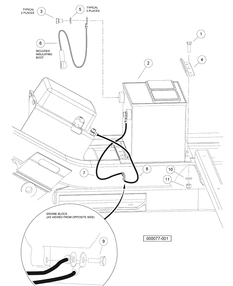 Battery - Gasoline Vehicles Diagram and Parts List for HUV4420G 2006-11 Husqvarna Lawn Tractor