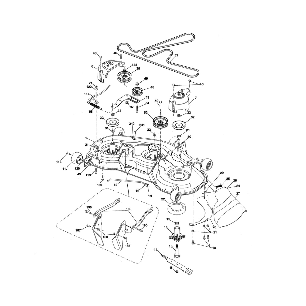 Mower Deck Diagram and Parts List for YTH2348-917240440  Husqvarna Lawn Tractor