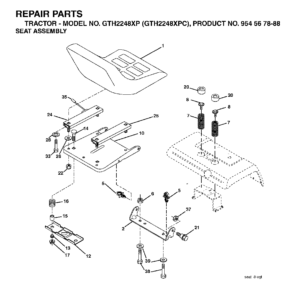 Electrical Diagram and Parts List for GTH2248XP (GTH2248 XPC, 954567888)(2003-07) Husqvarna Lawn Tractor