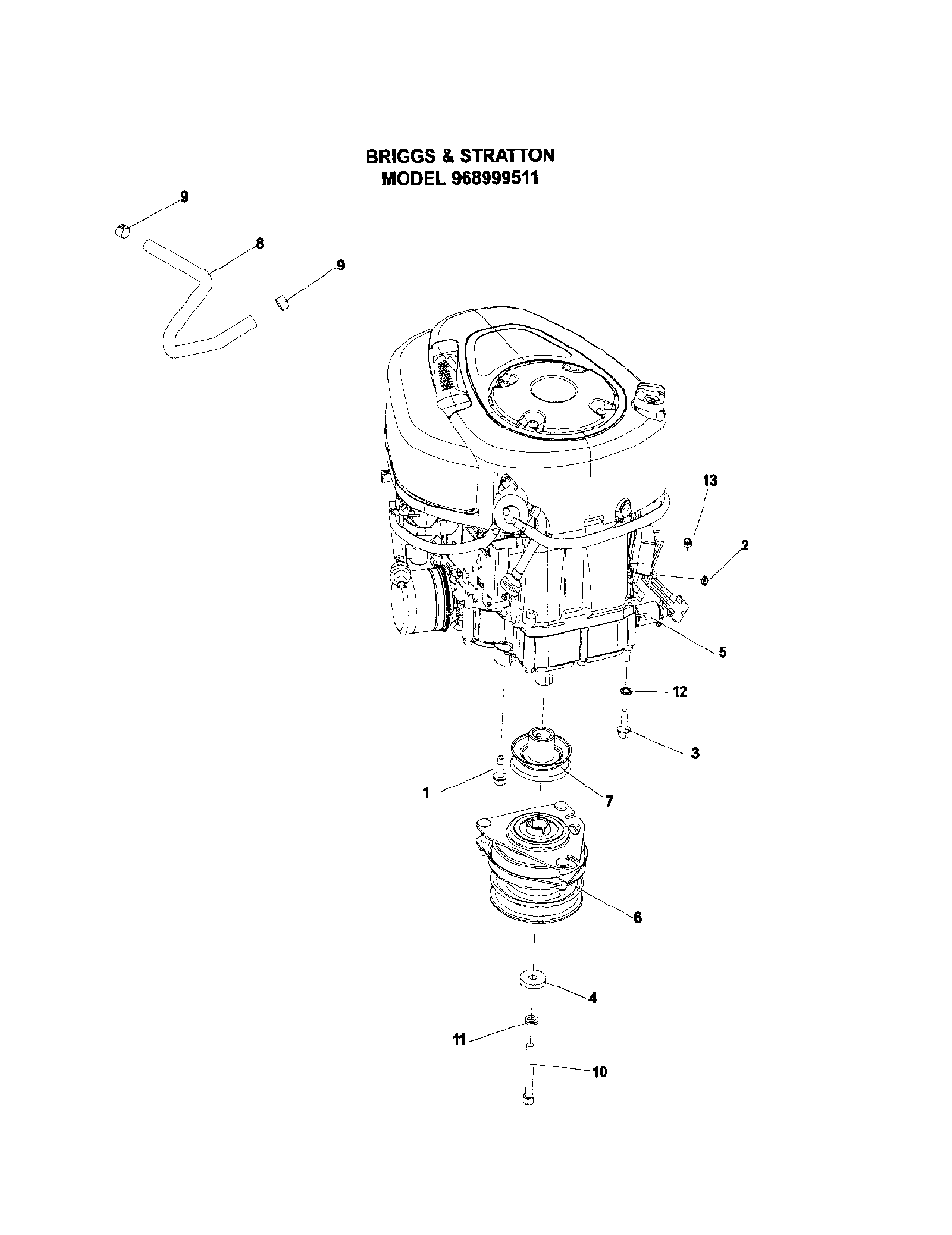 Engine assembly (19 hp) Diagram and Parts List for 917277820  Husqvarna Lawn Mower