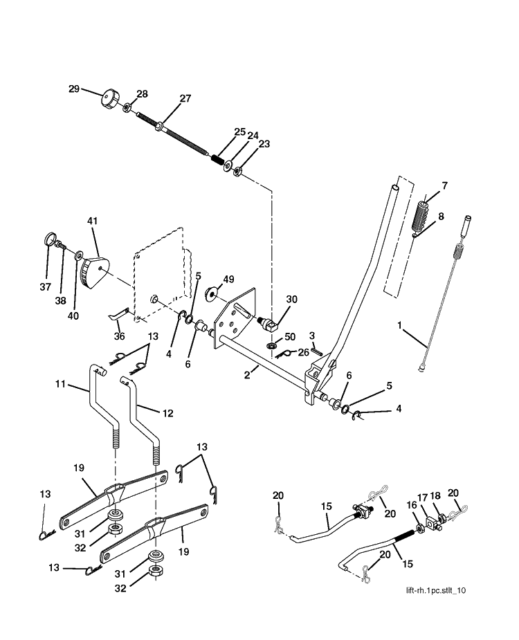 Mower Lift / Deck Lift Diagram and Parts List for CTH150 (96061018100)(2007-04) Husqvarna Lawn Tractor