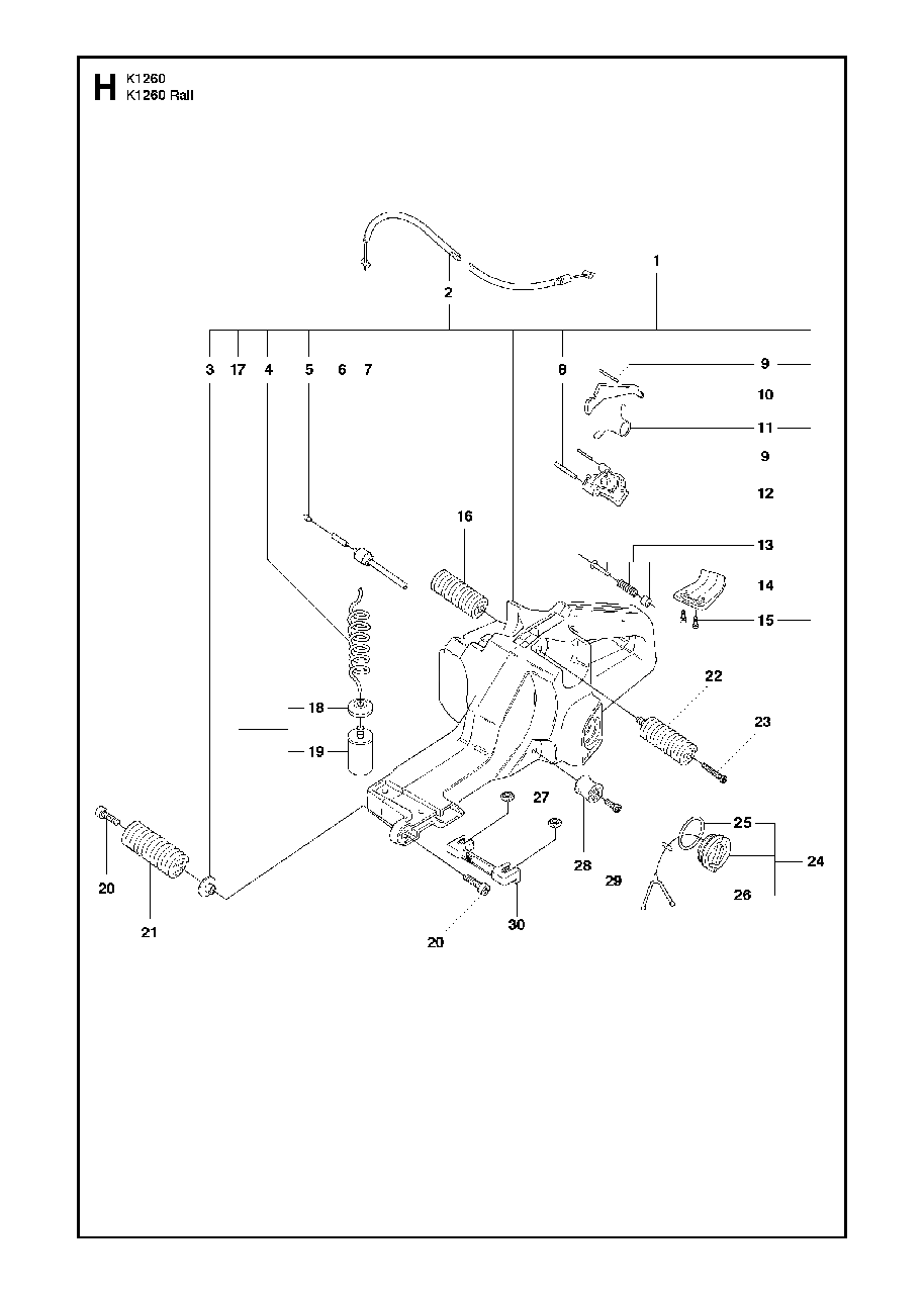 Fuel Tank Diagram and Parts List for K1260RAIL 2010-10 Husqvarna Circular Saw