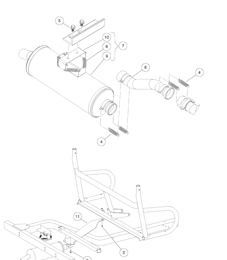 Exhaust System Diagram and Parts List for HUV4421GXP 2009 Husqvarna Lawn Tractor