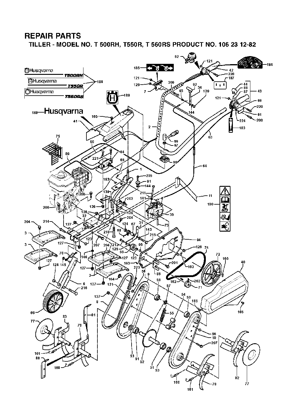 Product Complete Diagram and Parts List for T560RS (966840601)(2008-02) Husqvarna Tiller