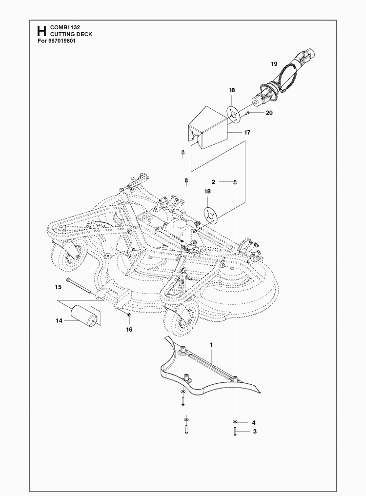 52 Inch/132cm Cutting Deck 2 Diagram and Parts List for C132 P500-series Husqvarna Lawn Mower