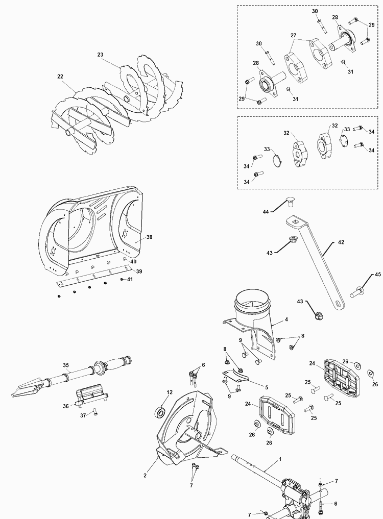 Auger Housing And Impeller Diagram and Parts List for ST230P  Husqvarna Snow Blower