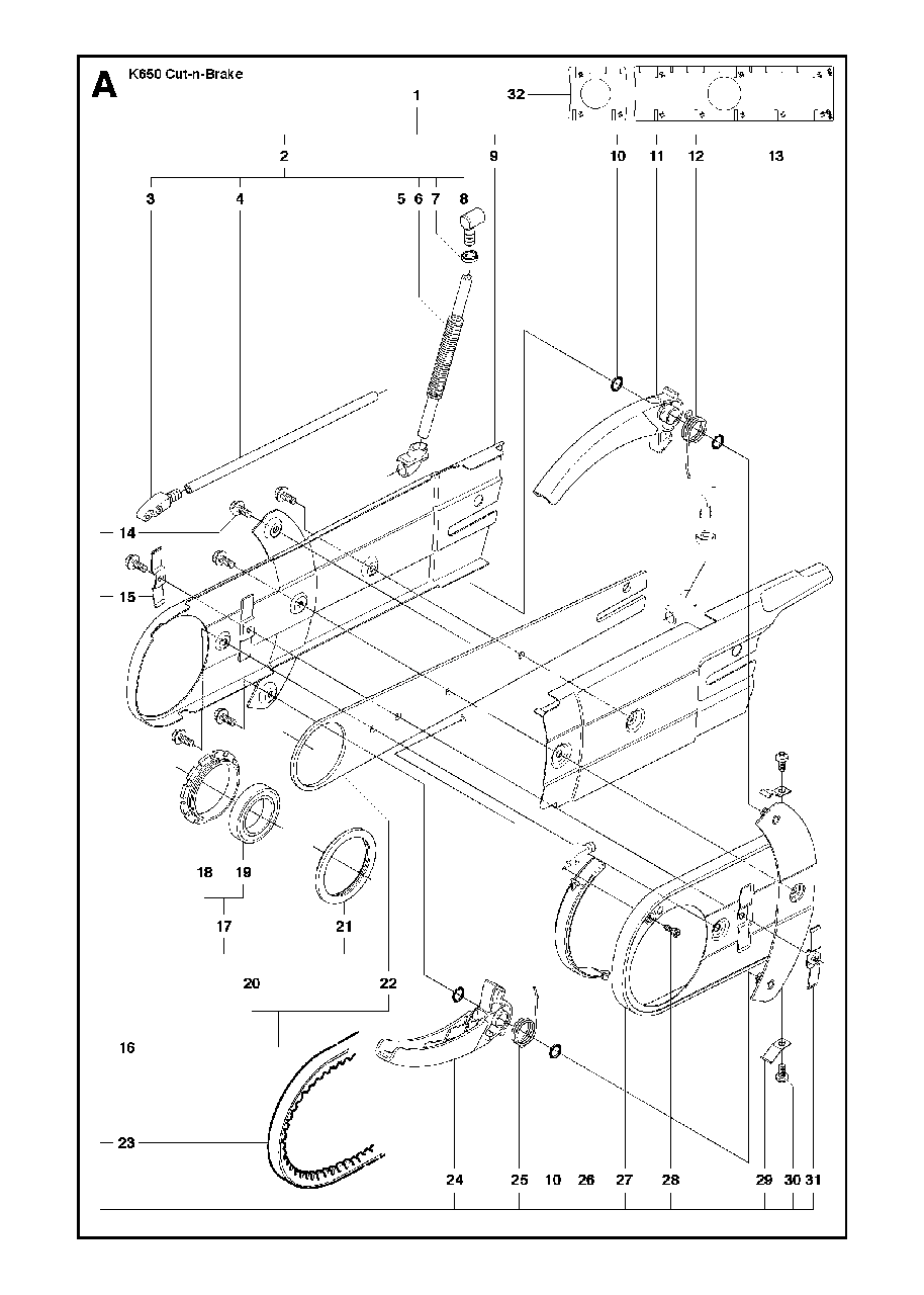 Cutter Arm Diagram and Parts List for K650CUT-N-BREAK 2007-01 Husqvarna Circular Saw
