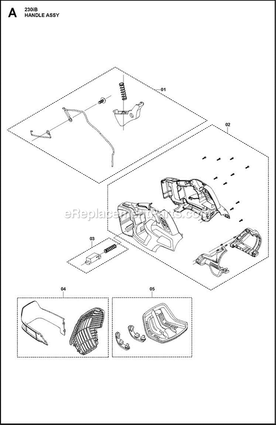 Handle Diagram and Parts List for 230IB  Husqvarna Leaf Blower / Vacuum