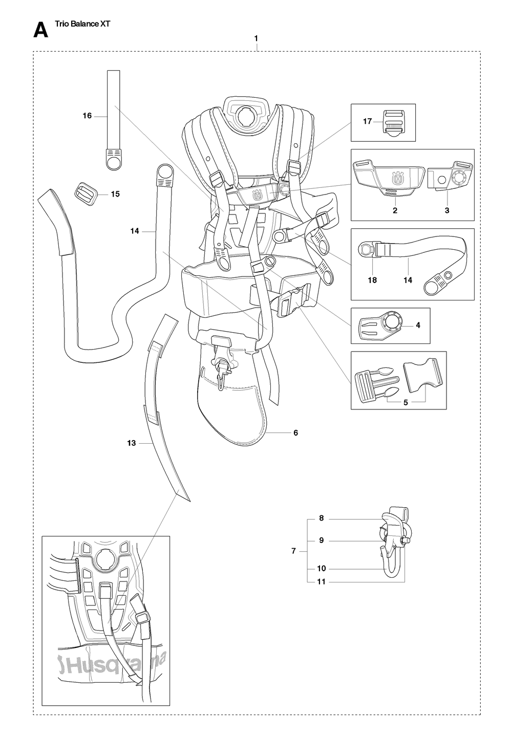 Harness Diagram and Parts List for XT 2008-10 Husqvarna Workwear