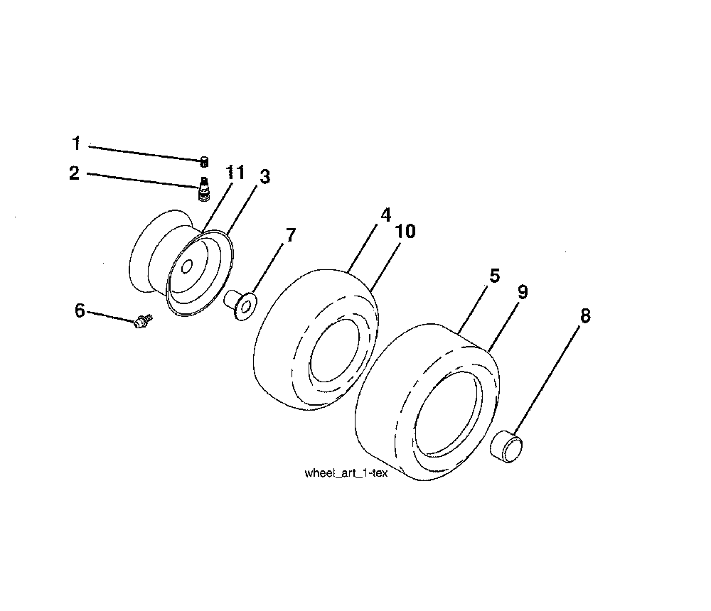 Wheels & tires Diagram and Parts List for 96043028100  Husqvarna Lawn Tractor