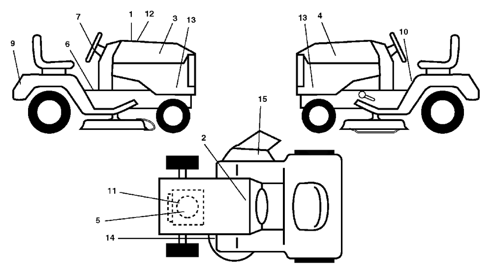 Decals Diagram and Parts List for YTH2242 (954570383-B)(2003-01) Husqvarna Lawn Tractor