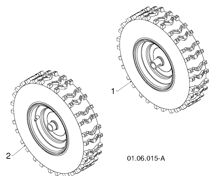 Wheels And Tires Diagram and Parts List for 1830HV (96193007306)(2013-08) Husqvarna Snow Blower