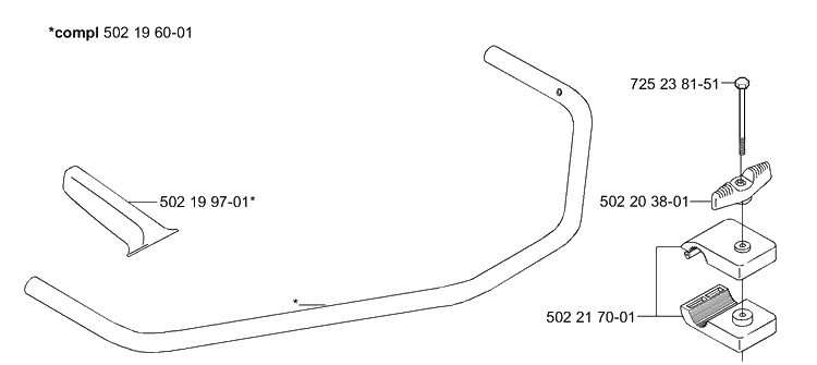 Handle 235r Diagram and Parts List for 235R 2000-10 Husqvarna Brush Cutter