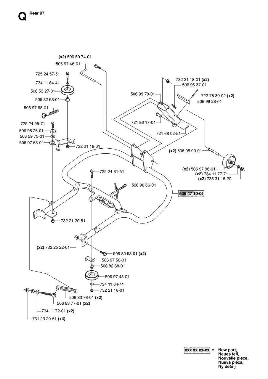 Frame Diagram and Parts List for R13R (953533901)(2006-01) Husqvarna Lawn Tractor