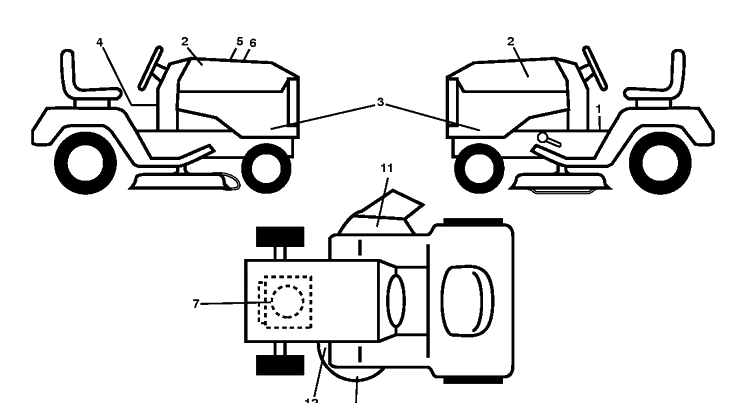 Decals Diagram and Parts List for YTH22V46 (96043027100)(2017-10) Husqvarna Lawn Tractor
