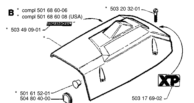 Cover Diagram and Parts List for 266  Husqvarna Chainsaw