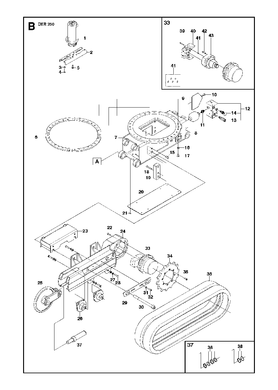 Undercarriage Diagram and Parts List for DXR250 (11)(2010-09) Husqvarna Demolition Hammer