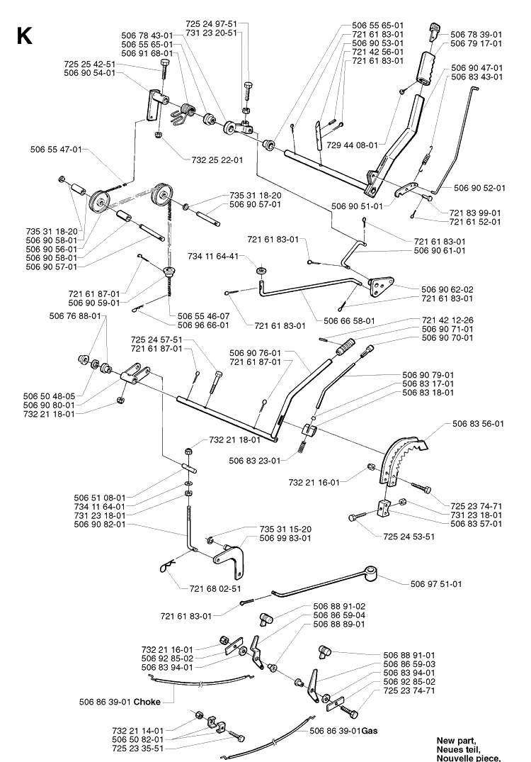 Controls Diagram and Parts List for PR15 2002-02 Husqvarna Lawn Mower