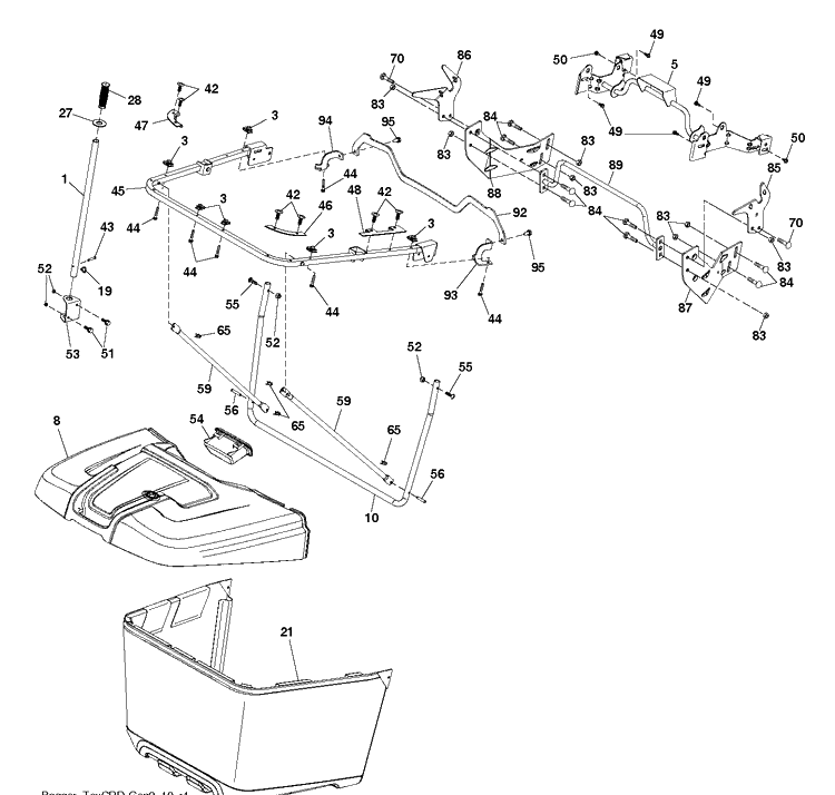 Bagger Diagram and Parts List for TC139T (96051014501)(2017-08) Husqvarna Lawn Tractor
