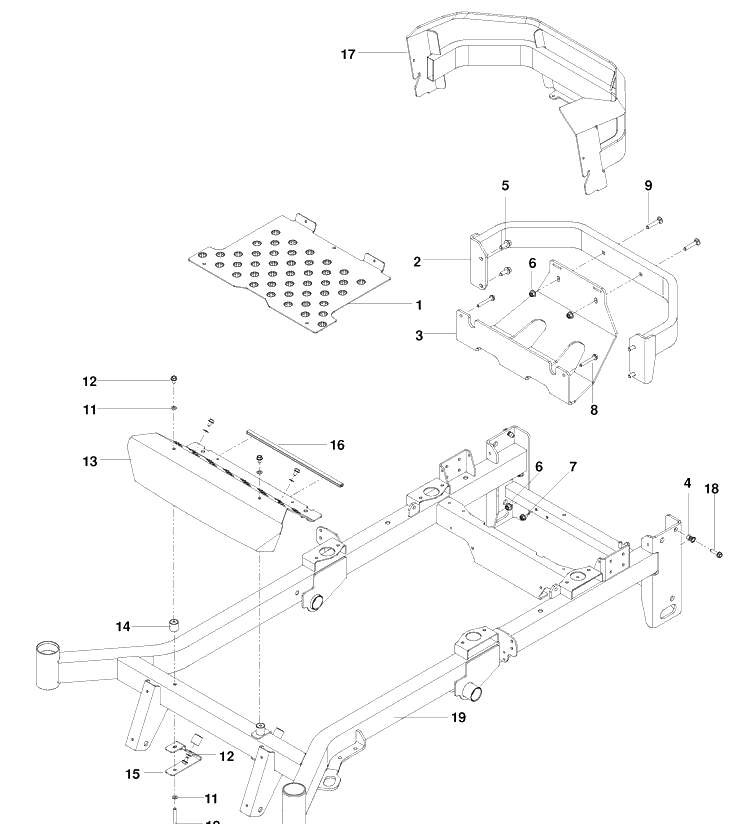 Frame Diagram and Parts List for PZ6029FX (966061201)(2010-01) Husqvarna Lawn Mower