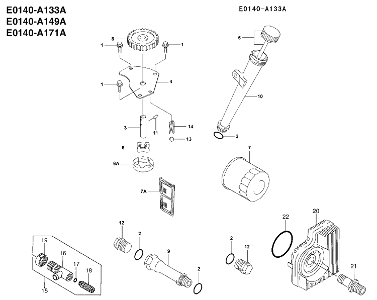 Oil Filter Diagram and Parts List for FH641V 2002-06 Husqvarna Engine