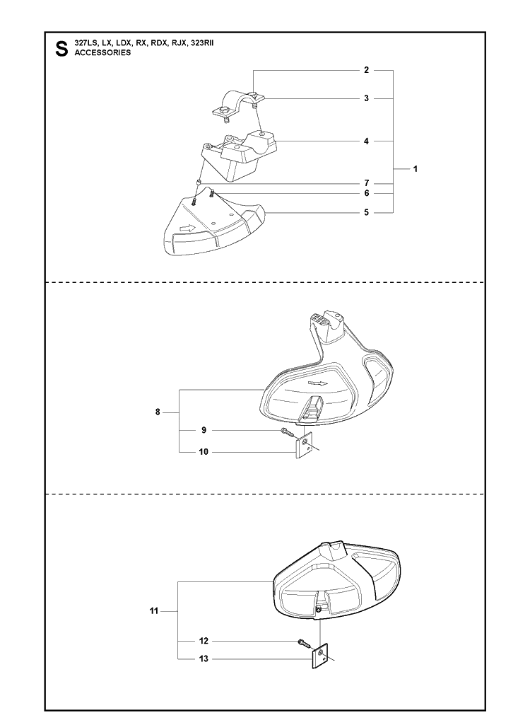 Accessories 2 Diagram and Parts List for 327LDX 20120100001-Current Husqvarna Edger
