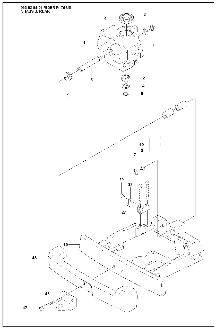 Chassis, Rear (Part 1) Diagram and Parts List for R175 2008-05 Husqvarna Lawn Tractor