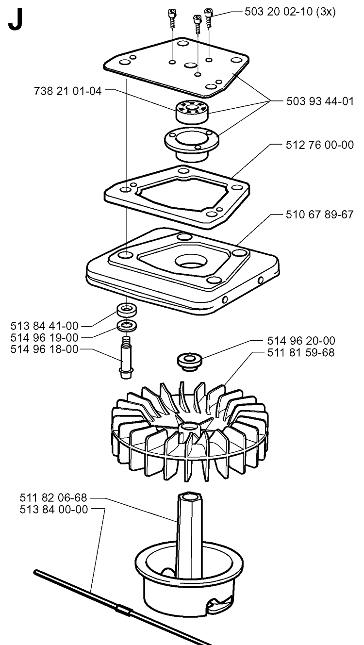 Fan Diagram and Parts List for 225BV 19970500001-Current Husqvarna Leaf Blower / Vacuum