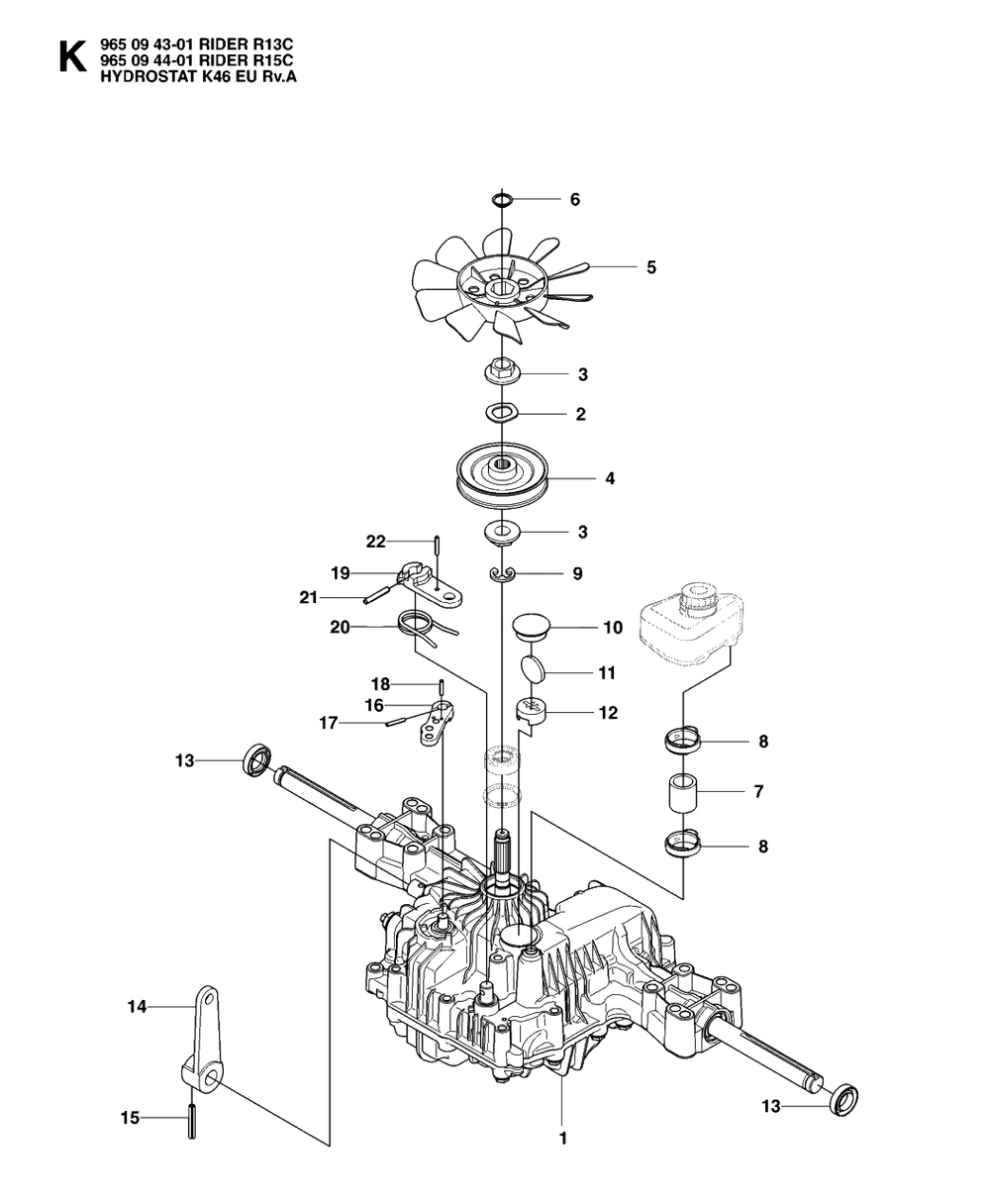 Transmission 4 Diagram and Parts List for R15C (965094401)(2007-01) Husqvarna Lawn Tractor