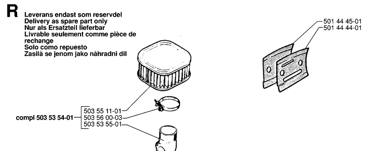Accessories Diagram and Parts List for 268 19970100001-19994500000 Husqvarna Chainsaw