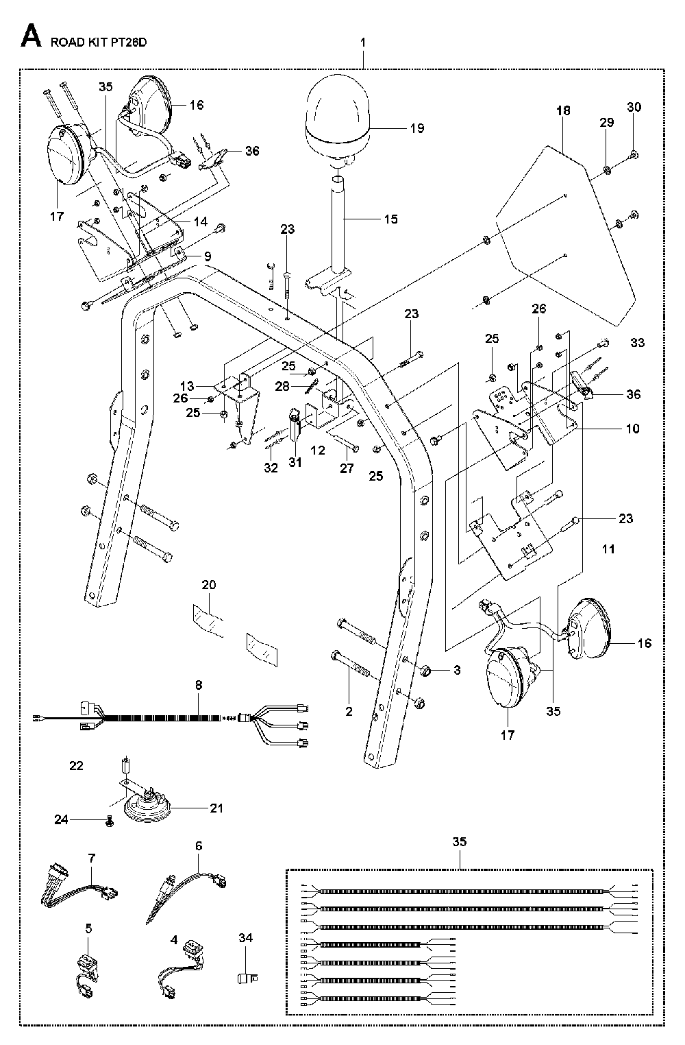 Product Complete Diagram and Parts List for PT26D (965143001)(2009-06) Husqvarna Lawn Tractor Accessories