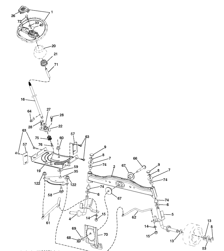 Steering Diagram and Parts List for TS138L  Husqvarna Lawn Tractor