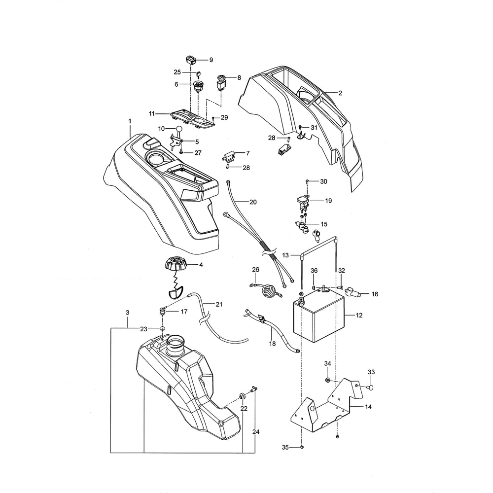 Ignition System Diagram and Parts List for 967324101-00  Husqvarna Lawn Tractor