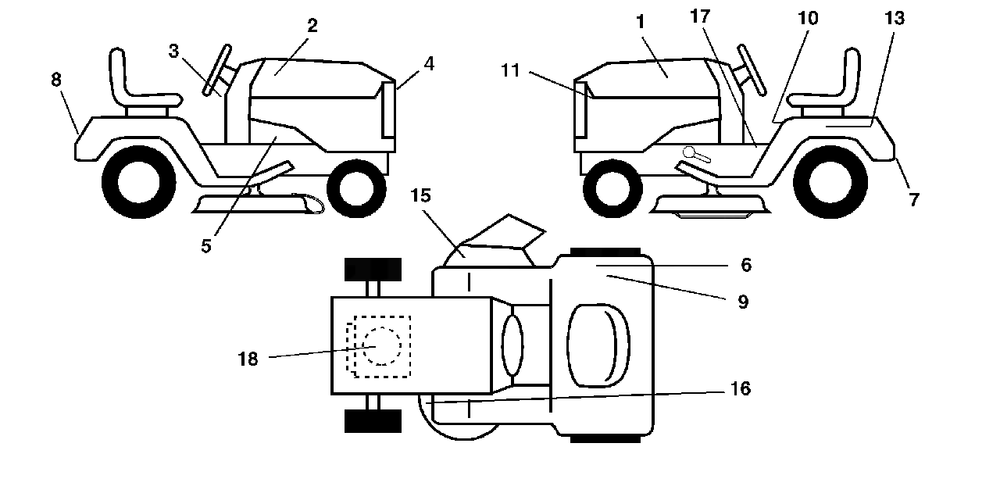 Decals Diagram and Parts List for LT125 (954170001-C)(1998-10) Husqvarna Lawn Tractor