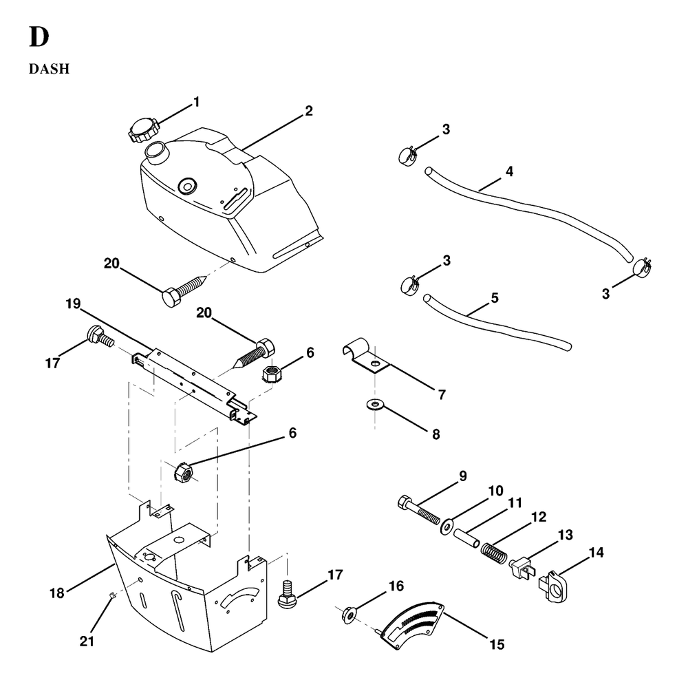 Dash Diagram and Parts List for LT130 (954820081-D)(1997-03) Husqvarna Lawn Tractor