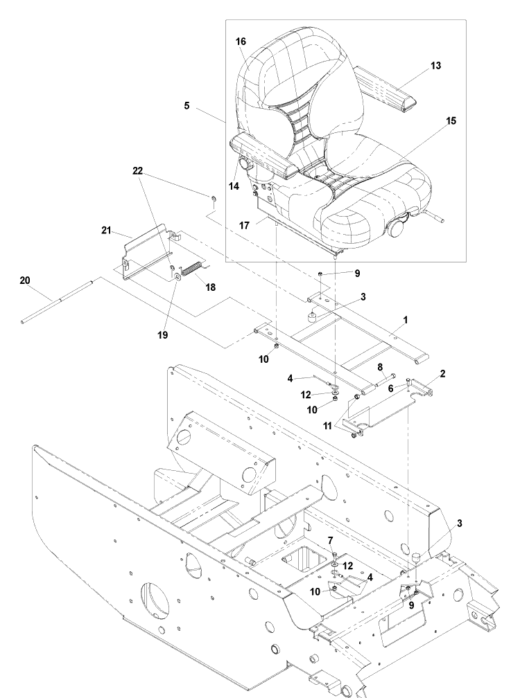 Seat Assembly Diagram and Parts List for BZ6127 (BAM)(2005-01) Husqvarna Lawn Mower