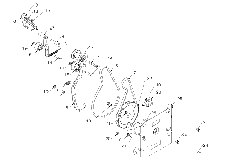 Chassis, Engine And Pulleys 4 Diagram and Parts List for ST224 (96193009606)(2019-03) Husqvarna Snow Blower