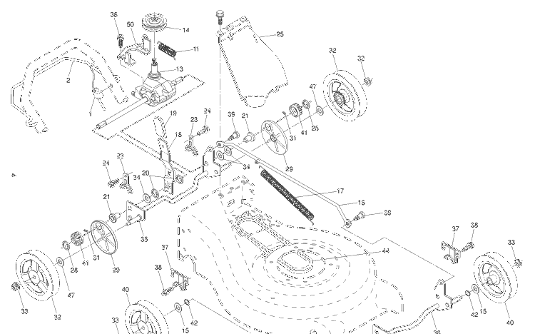 Drive Diagram and Parts List for LC153S 96141029000 Husqvarna Lawn Mower