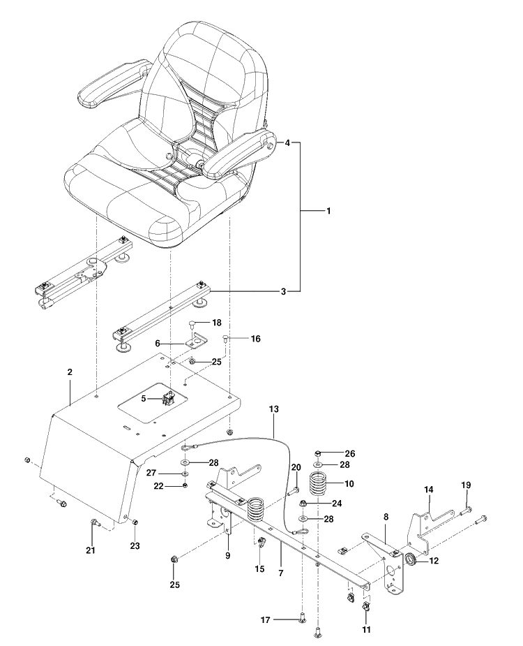 Seat 2 Diagram and Parts List for MZ52 (96727740300)(2013-11) Husqvarna Lawn Mower