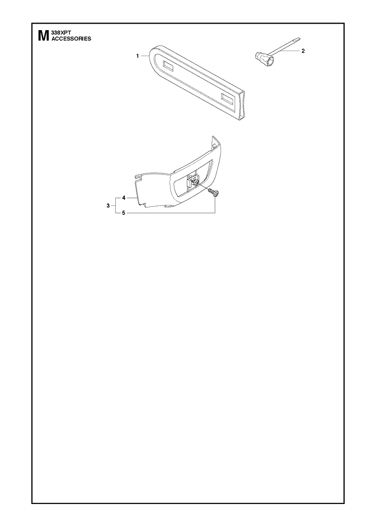 Accessories Diagram and Parts List for 338XPT 20100600001-Current Husqvarna Chainsaw