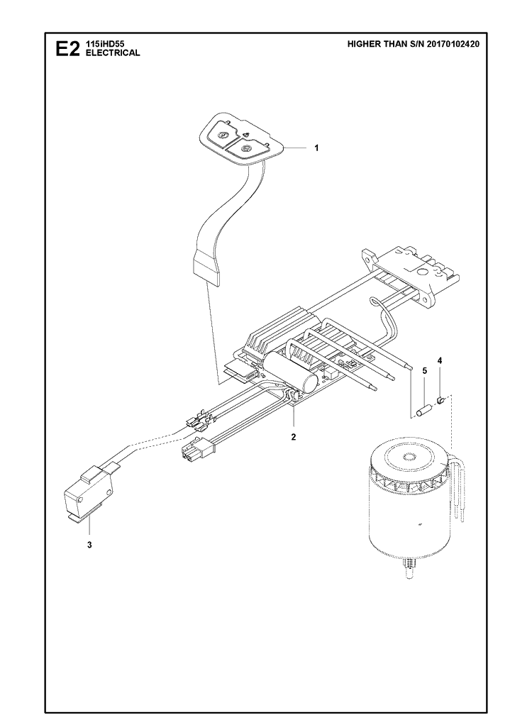 Electrical 2 Diagram and Parts List for 115IHD55 (967098602)(20171000001-20180499999) Husqvarna Hedge Trimmer
