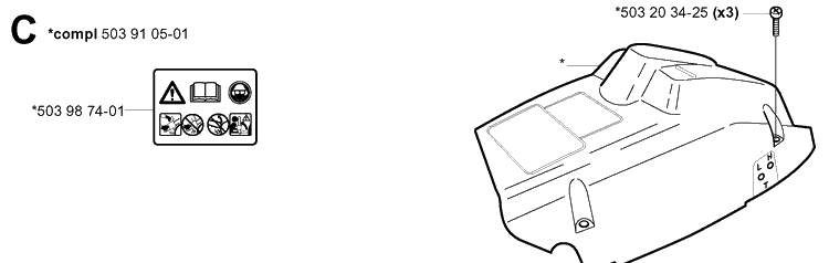 Cover Diagram and Parts List for 340 20041000001-Current Husqvarna Chainsaw