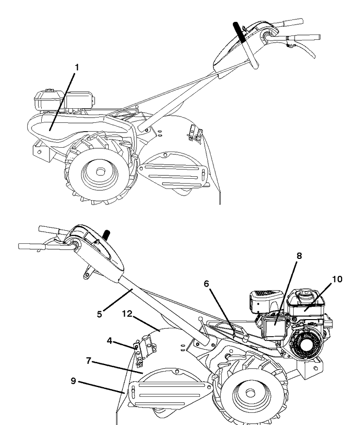 Decals Diagram and Parts List for DRT900E (96093002200)(2011-11) Husqvarna Cultivator