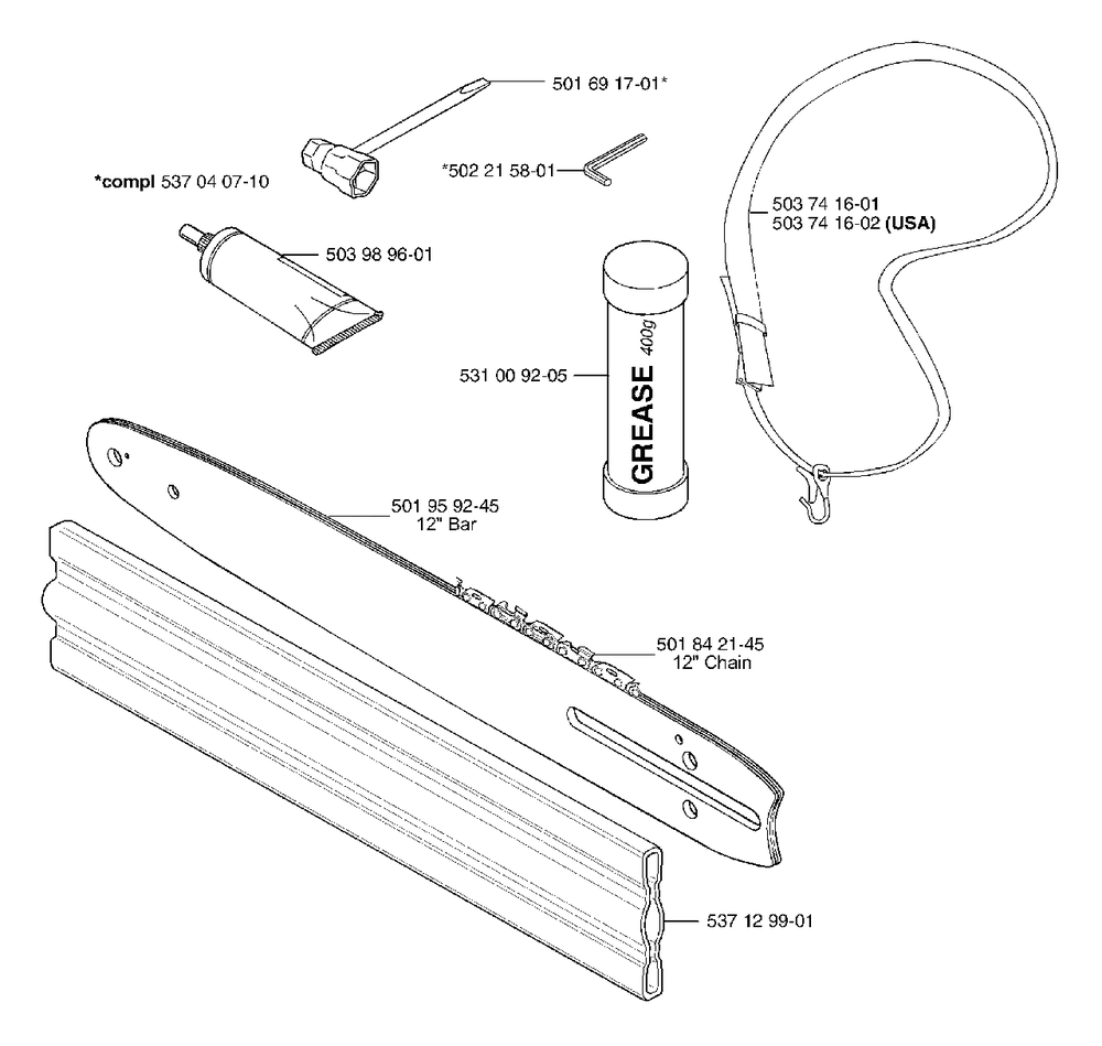 Accessories Diagram and Parts List for 326P5X 2002-05 Husqvarna Pole Saw